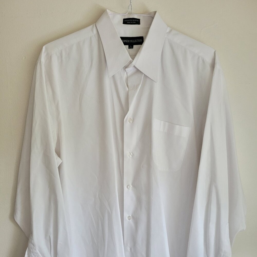 Vintage Terner Collection Men's Shirt White Size XL 34/35 Polyester Cotton